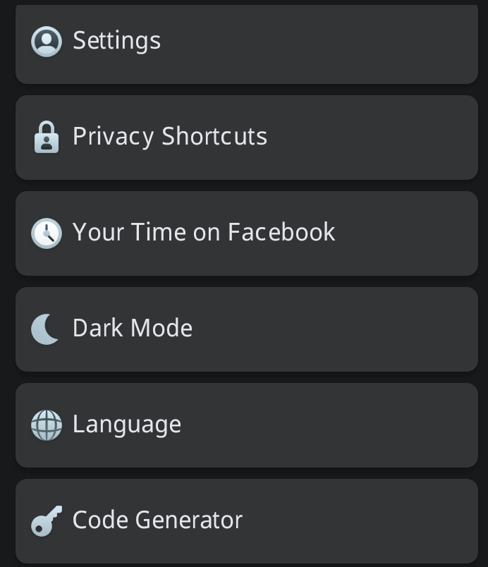 Facebook dark theme